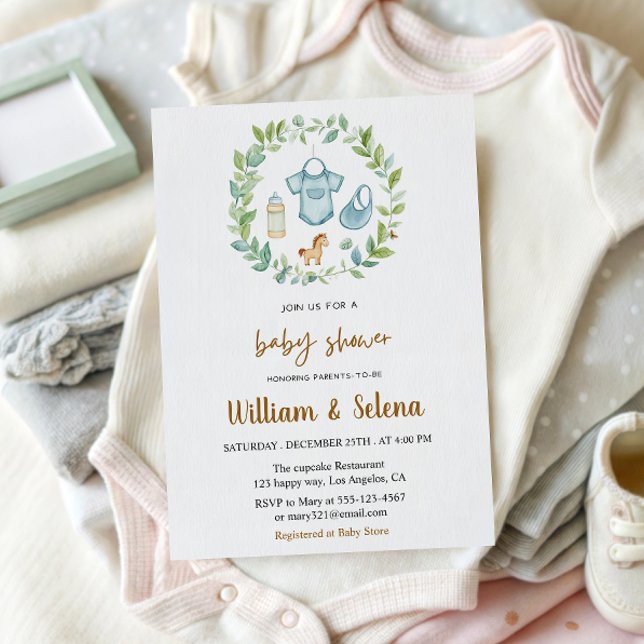 Rustic Greenery Baby Shower Invitation  (Creator Uploaded)