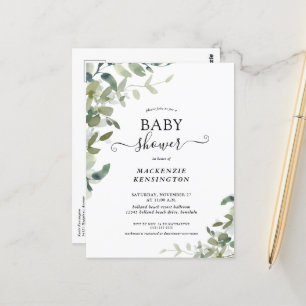 Rustic Greenery Baby Shower Invitation Postcard