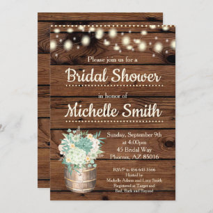 Rustic Greenery Barrel Bridal Shower Invitation