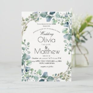 Rustic Greenery Boho Eucalyptus Elegant Wedding Invitation