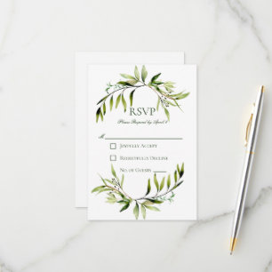 Rustic Greenery Bough Wedding RSVP Card