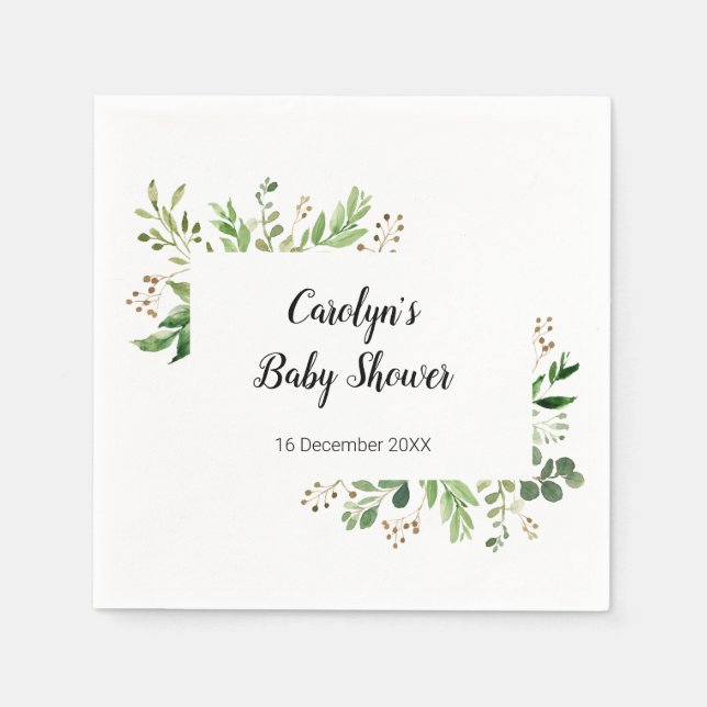 Rustic Greenery Bridal Shower Napkin (Front)