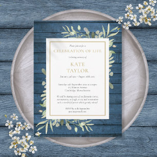 Rustic Greenery Celebration of Life Invitation Postcard