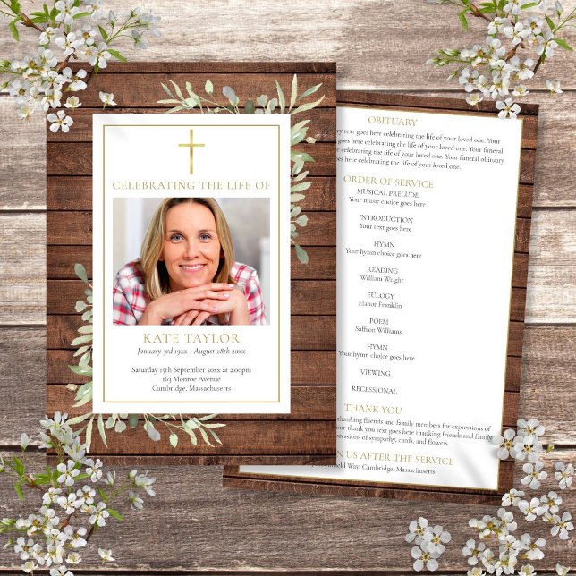 Rustic Greenery Christian Funeral Order Of Service Program (Rustic Greenery Christian Funeral Order Of Service Program)