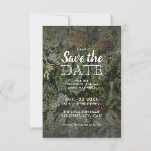 Rustic Greenery Christmas Party Save the Date