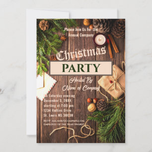 Rustic Greenery Company Christmas Party Invitation