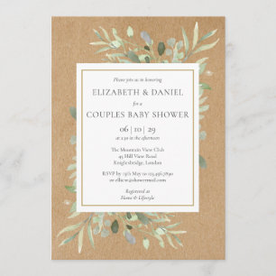 Rustic Greenery Couples Gender Neutral Shower Invitation