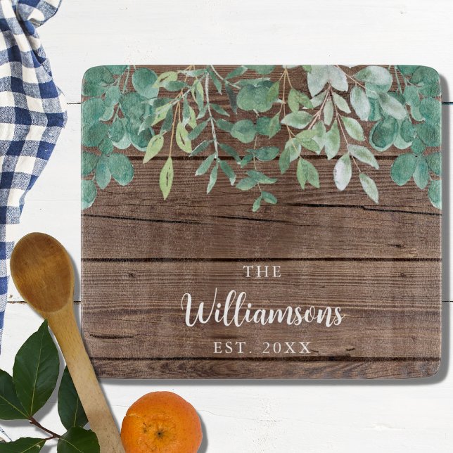 Rustic Greenery Custom Name Cutting Board (Creator Uploaded)
