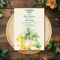 Rustic Greenery Cute Dinosaur Baby Shower