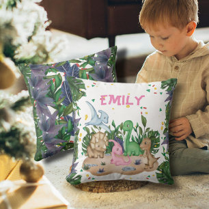 Rustic Greenery Dinosaur Name Cushion