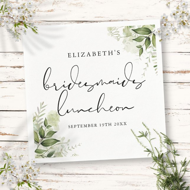 Rustic Greenery Elegant Bridesmaids Luncheon Napkin (Rustic Greenery Elegant Bridesmaids Luncheon Napkins)