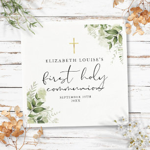 Rustic Greenery Elegant First Holy Communion Napkin