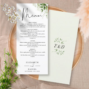 Rustic Greenery Elegant Monogram Wedding Dinner Menu