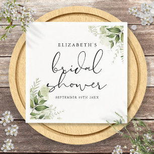 Rustic Greenery Elegant Script Bridal Shower Napkin