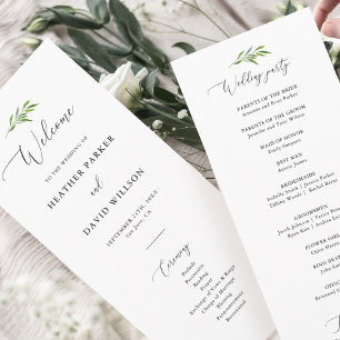 Rustic Greenery Elegant Wedding Ceremony Program