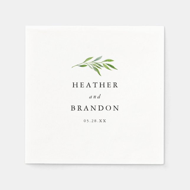 Rustic Greenery Elegant Wedding Reception Table Napkin (Front)