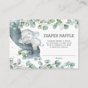 Rustic Greenery Elephant Baby Shower Diaper Raffle Enclosure Card