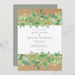 Rustic Greenery Eucalyptus Garland Wedding Invitation