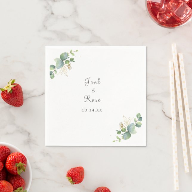   Rustic Greenery Eucalyptus Summer Wedding.  Napkin (Insitu)