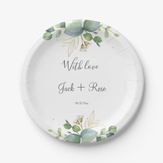 Rustic Greenery Eucalyptus Summer Wedding. Paper Plate