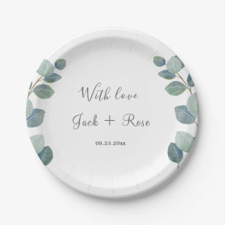 Rustic Greenery Eucalyptus Summer Wedding. Paper Plate