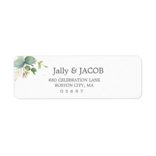   Rustic Greenery Eucalyptus Summer Wedding.  Return Address Label