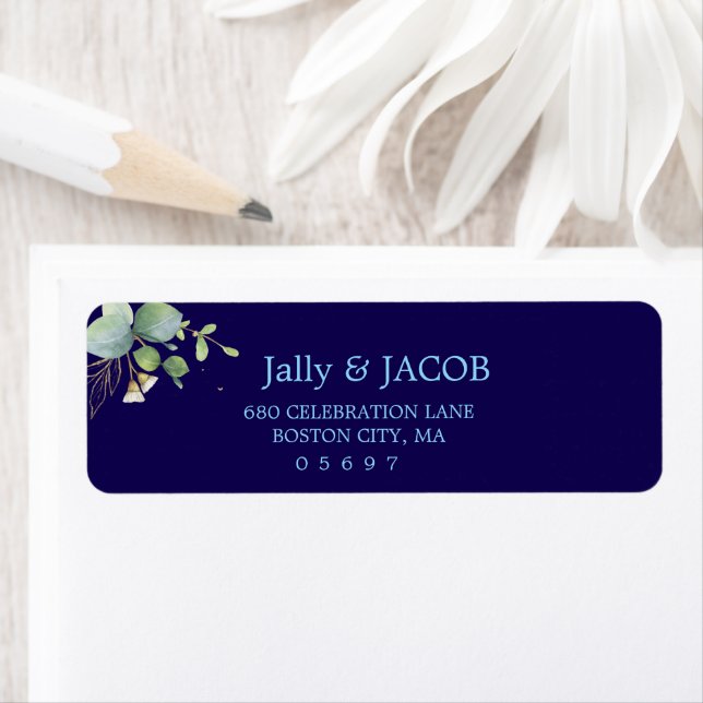   Rustic Greenery Eucalyptus Summer Wedding.  Return Address Label (Insitu)