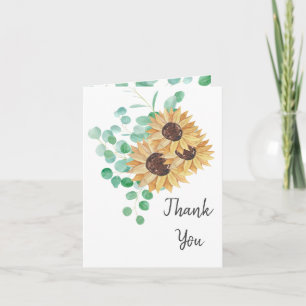 Rustic greenery eucalyptus sunflower Thank You Invitation