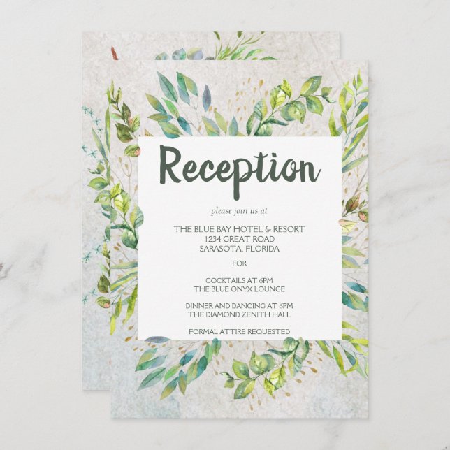 Rustic Greenery Eucalyptus Wedding Reception Enclosure Card (Front/Back)