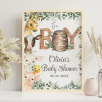 Rustic Greenery Farm Animals Baby Shower Welcome