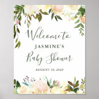 Rustic Greenery Floral Baby Shower Welcome Sign