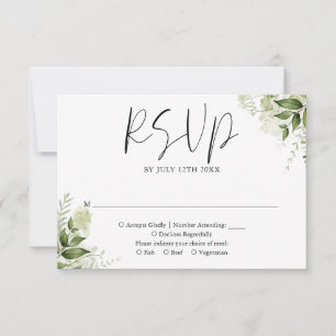 Rustic Greenery Floral Elegant Wedding RSVP Card
