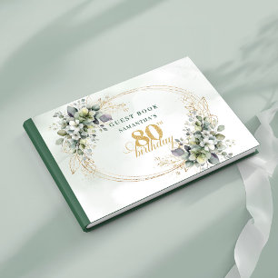 Rustic Greenery Foliage 80th Birthday Guest Book