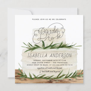 Rustic Greenery Foliage Boho Cake Bridal Shower Invitation