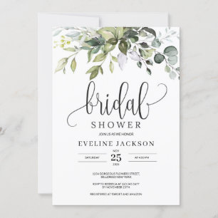 Rustic Greenery Foliage Bridal Shower Invitation