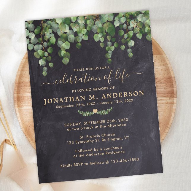 Rustic Greenery Funeral Celebration Of Life Invitation Postcard (Creator Uploaded)