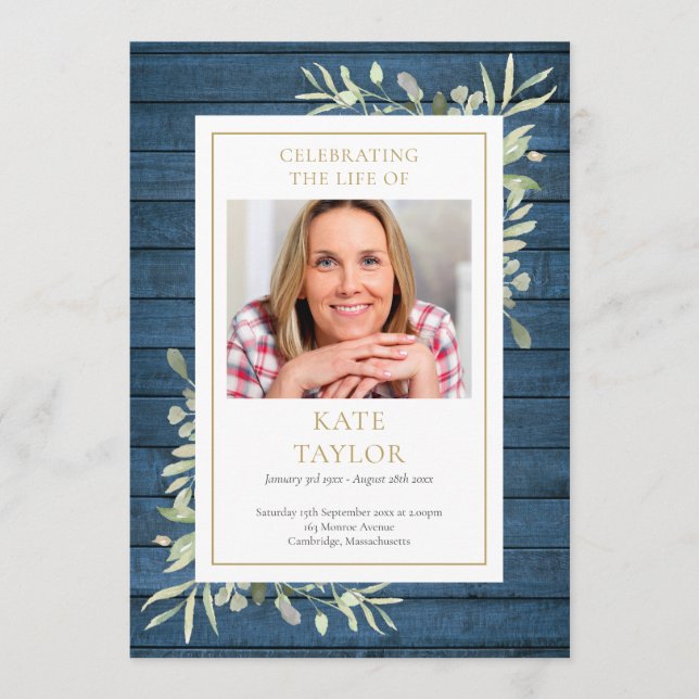 Rustic Greenery Funeral Order Of Service Program (Front)