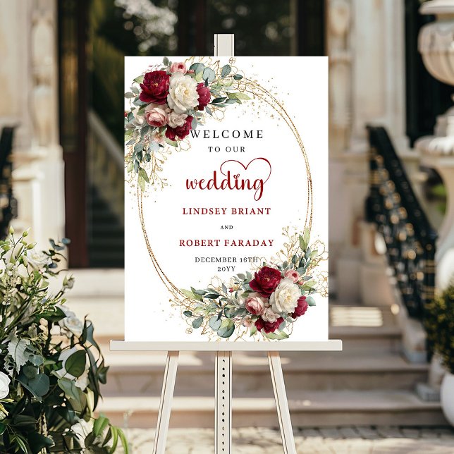 Rustic greenery gold floral wedding welcome sign  (Rustic greenery gold floral wedding welcome sign board

)