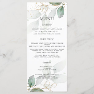 Rustic Greenery Gold Leaves Wedding Menu