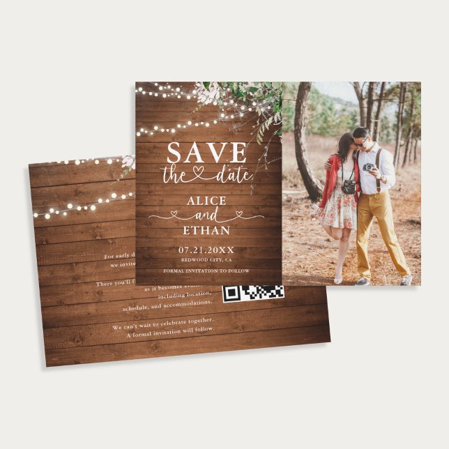 Rustic Greenery Heart Photo Save The Date (Creator Uploaded)