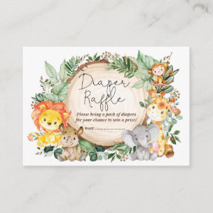 Rustic Greenery Jungle Wild Animals Diaper Raffle Enclosure Card