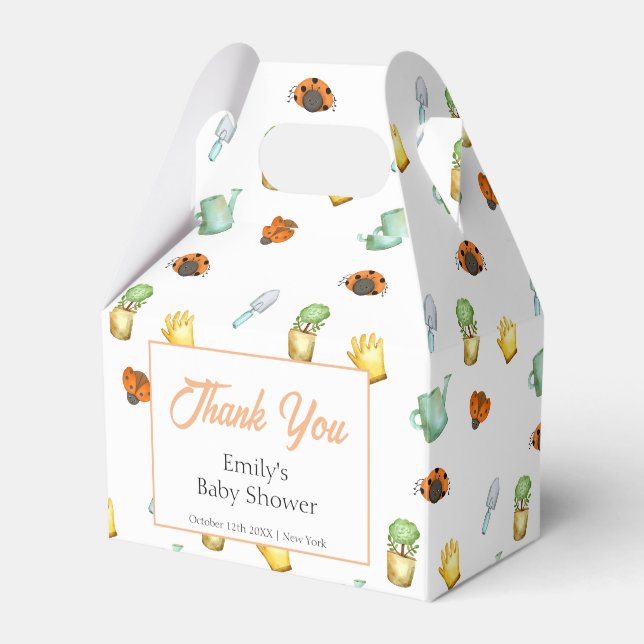 Rustic Greenery Ladybug Garden Baby Shower  Favour Box (Front Side)