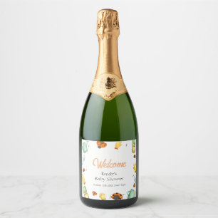 Rustic Greenery Ladybug Garden Baby Shower Sparkling Wine Label