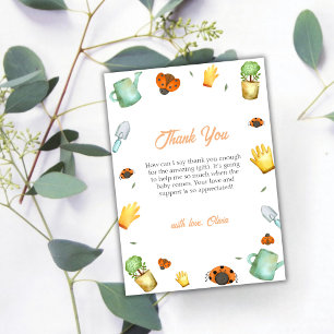 Rustic Greenery Ladybug Garden Baby Shower  Thank You Card