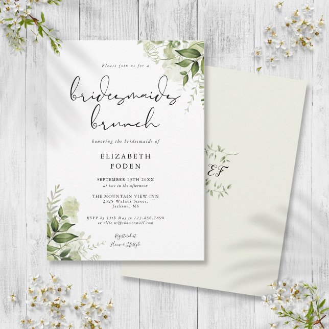 Rustic Greenery Monogram Bridesmaids Brunch Invitation (Rustic Greenery Monogram Bridesmaids Brunch Invitation)