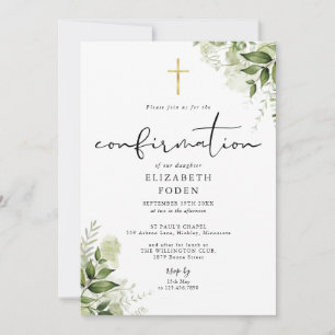 Rustic Greenery Monogram Confirmatiomn Invitation