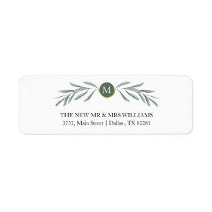Rustic Greenery Monogram Return Address Label