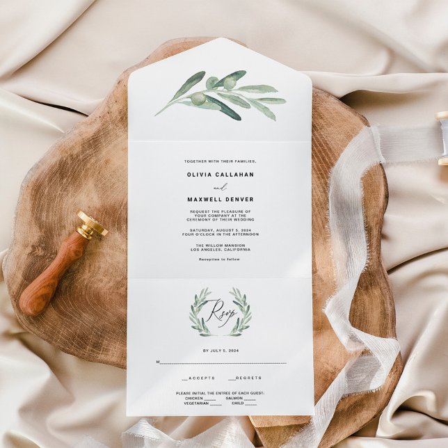 Rustic Greenery Olive Wedding  All In One Invitation (Creator Uploaded)