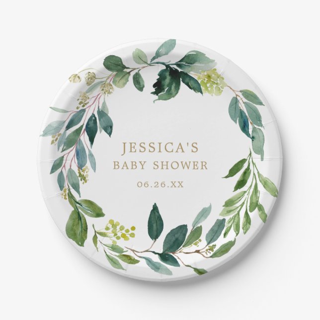 Rustic Greenery Paper Plates (Front)