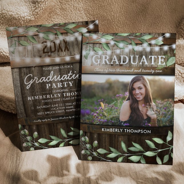 Rustic Greenery Photo 2023 Graduation Party Invitation (Creator Uploaded)